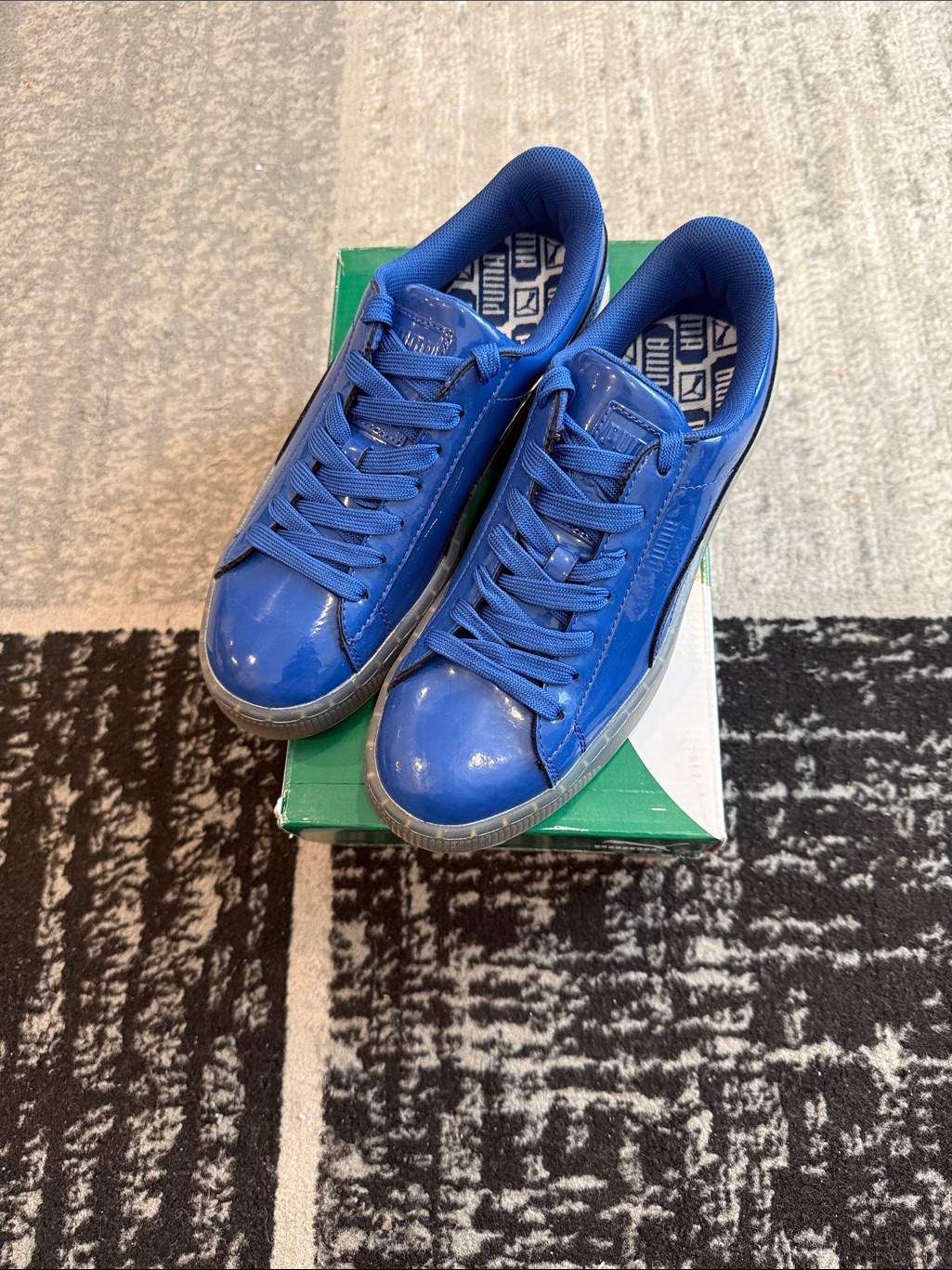 Puma Blue Glossy Low-Top Sneakers